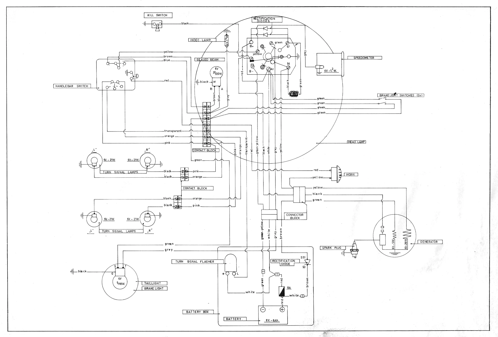 Batavus VA and HS-50 wiring diagram page 1